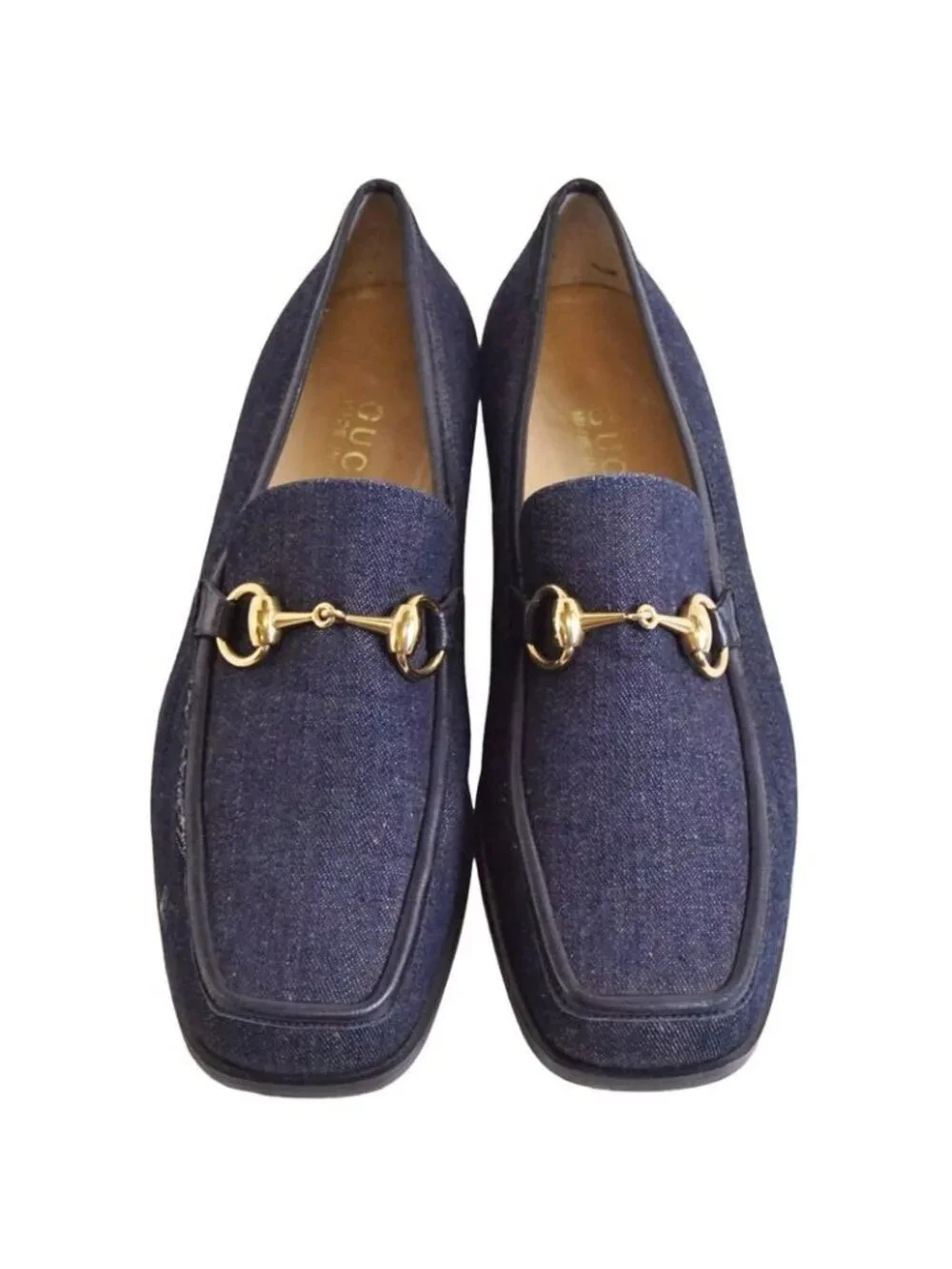 Gucci Vintage Loafers Moccasins Denim Horsebit - Picture 4 of 9